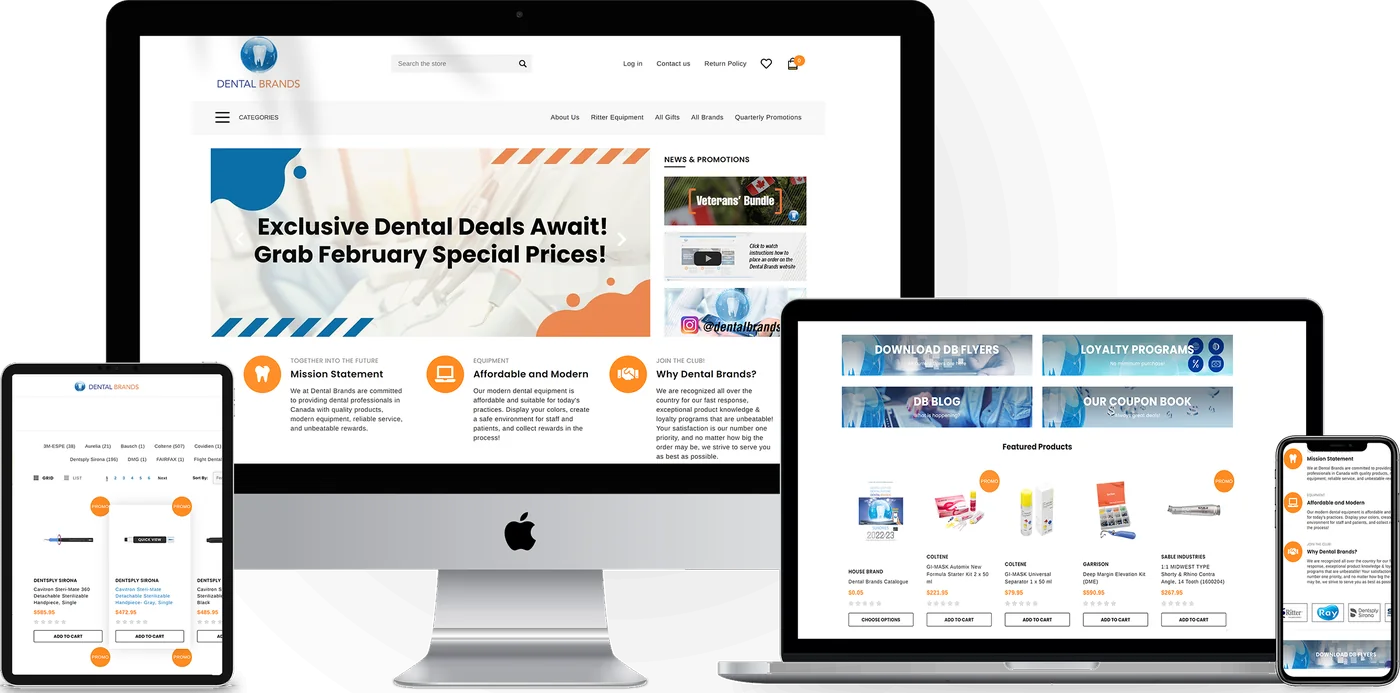 Dental Brands on desktop, tablet, and phone